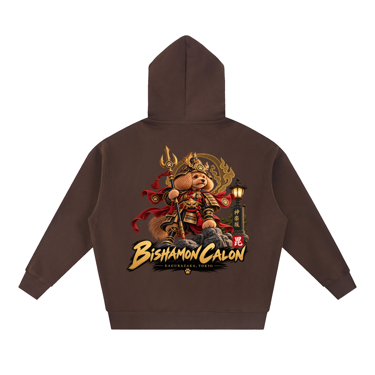 KAGURAZAKA | オーバーサイズ フリース ボクシー フーディー毘沙門 | Oversized Fleece Boxy Hoodie
