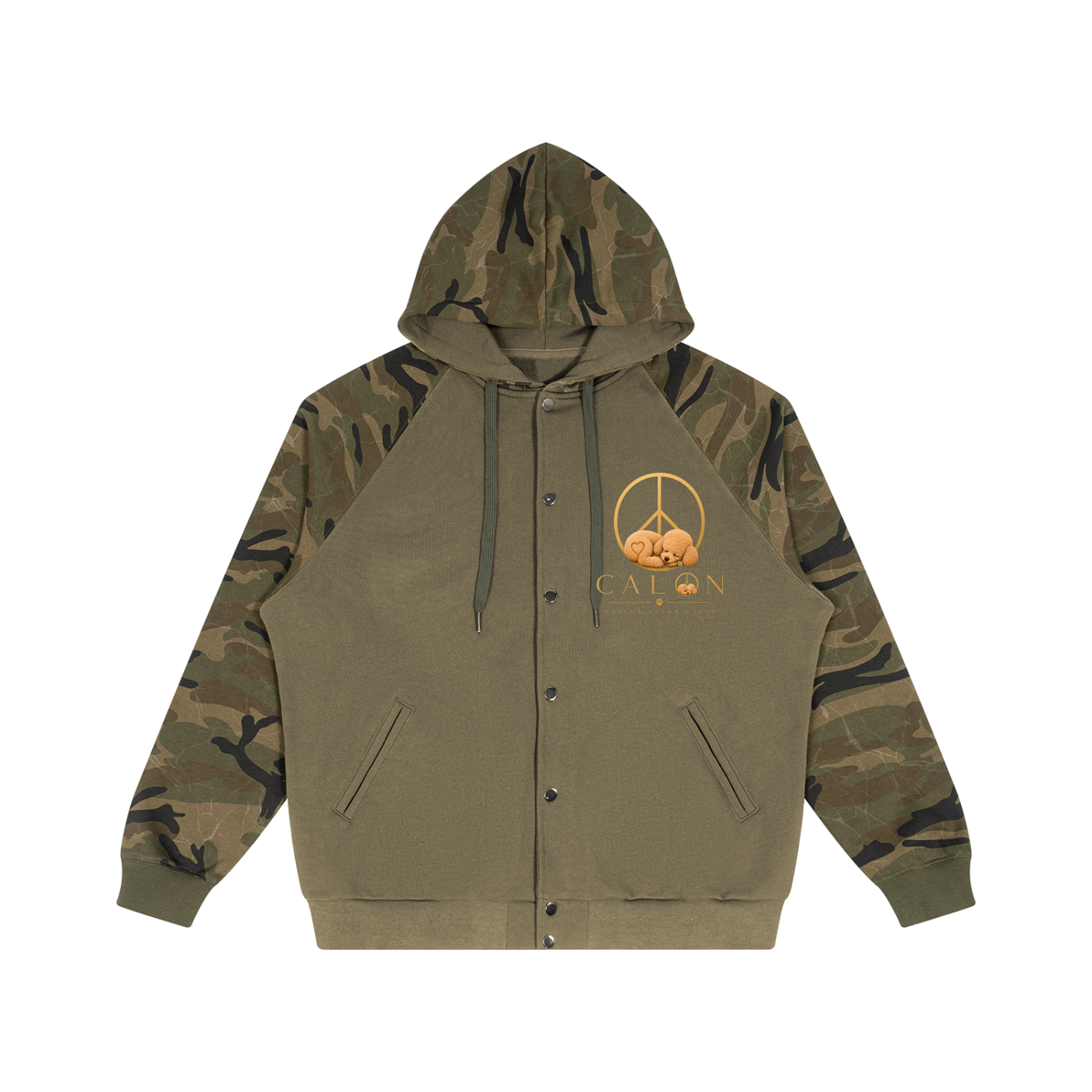 ユニセックス カモスプライス ラグラン ジップパーカ — Unisex Camo-Splice Raglan Zip Hoodie
