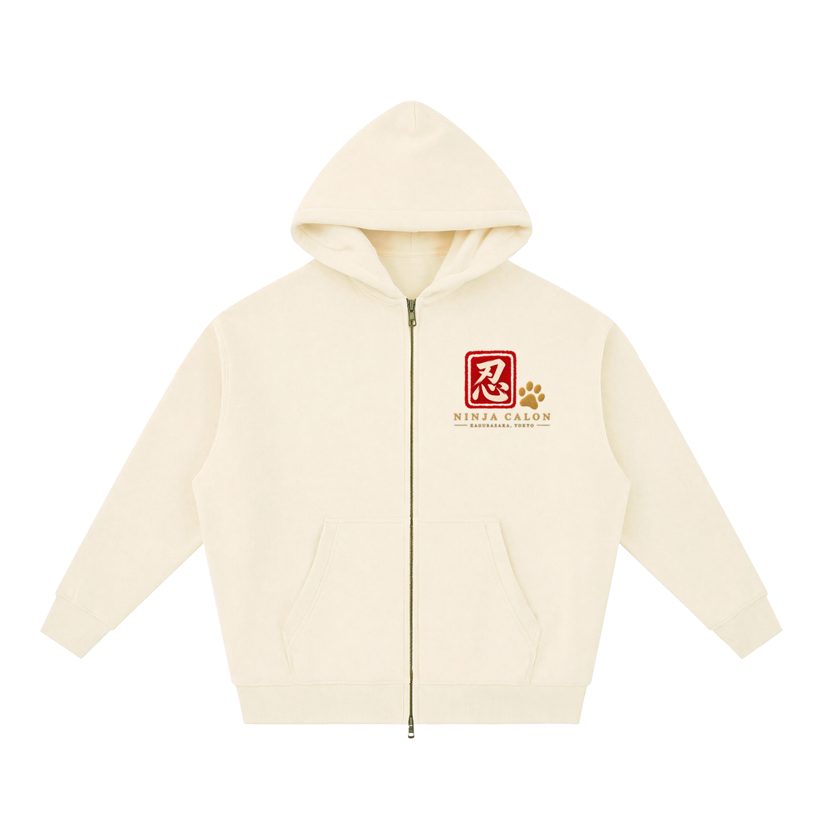 KAGURAZAKA | オーバーサイズ フリース ボクシー フーディー忍者 | Oversized Fleece Boxy Hoodie