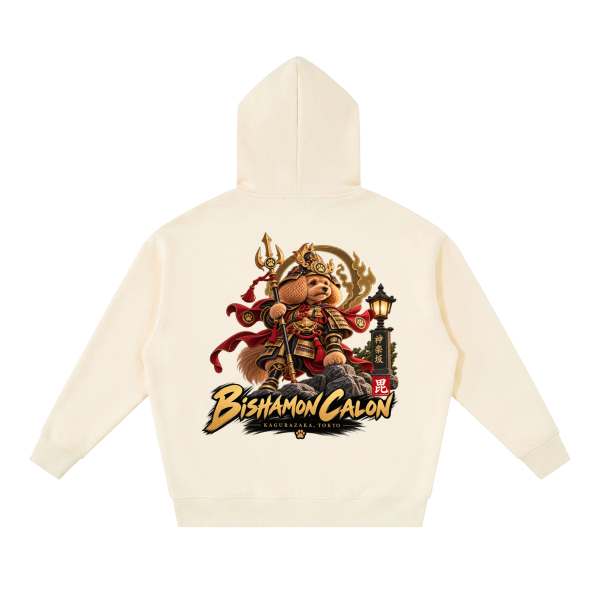 KAGURAZAKA | オーバーサイズ フリース ボクシー フーディー毘沙門 | Oversized Fleece Boxy Hoodie