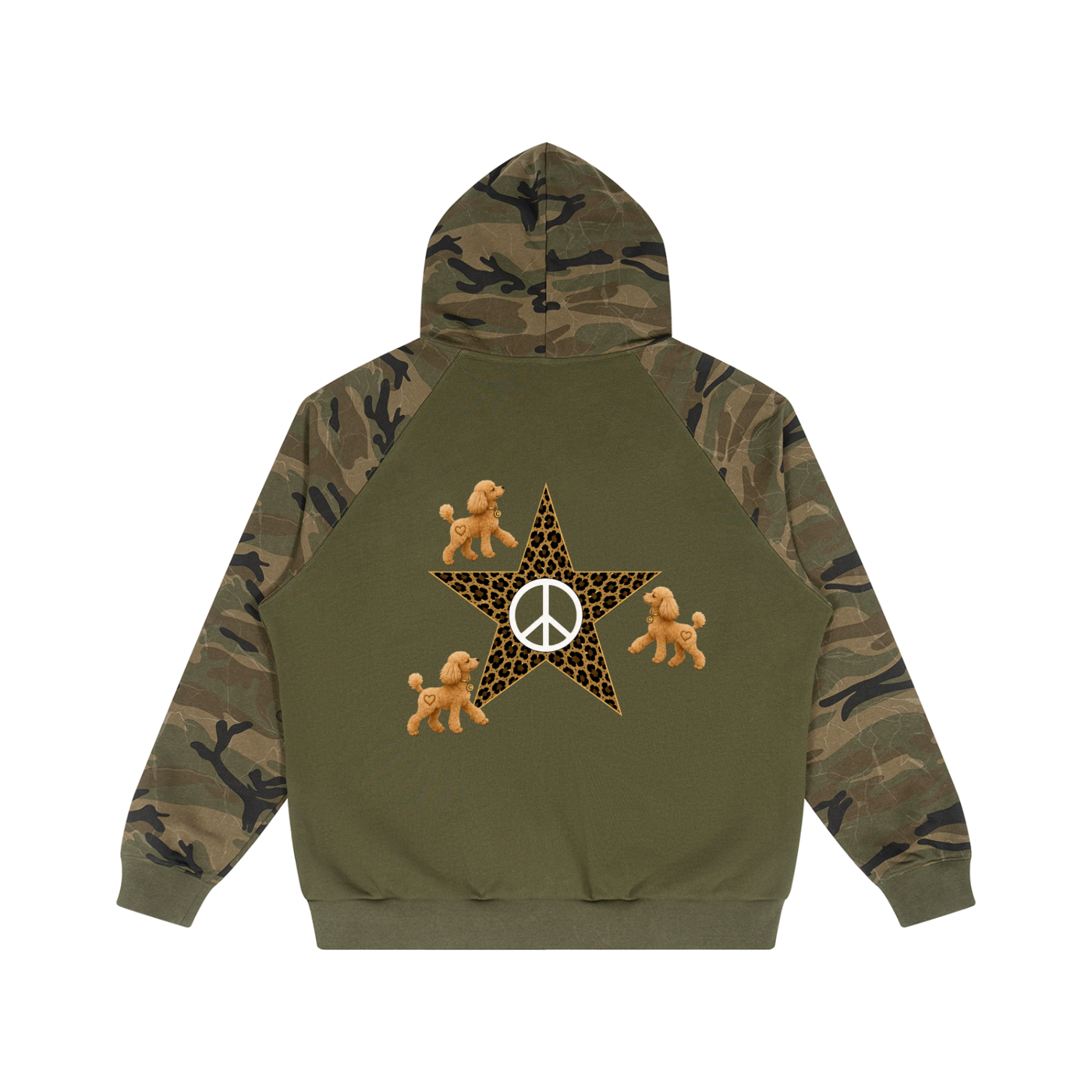 ユニセックス カモスプライス ラグラン ジップパーカ — Unisex Camo-Splice Raglan Zip Hoodie