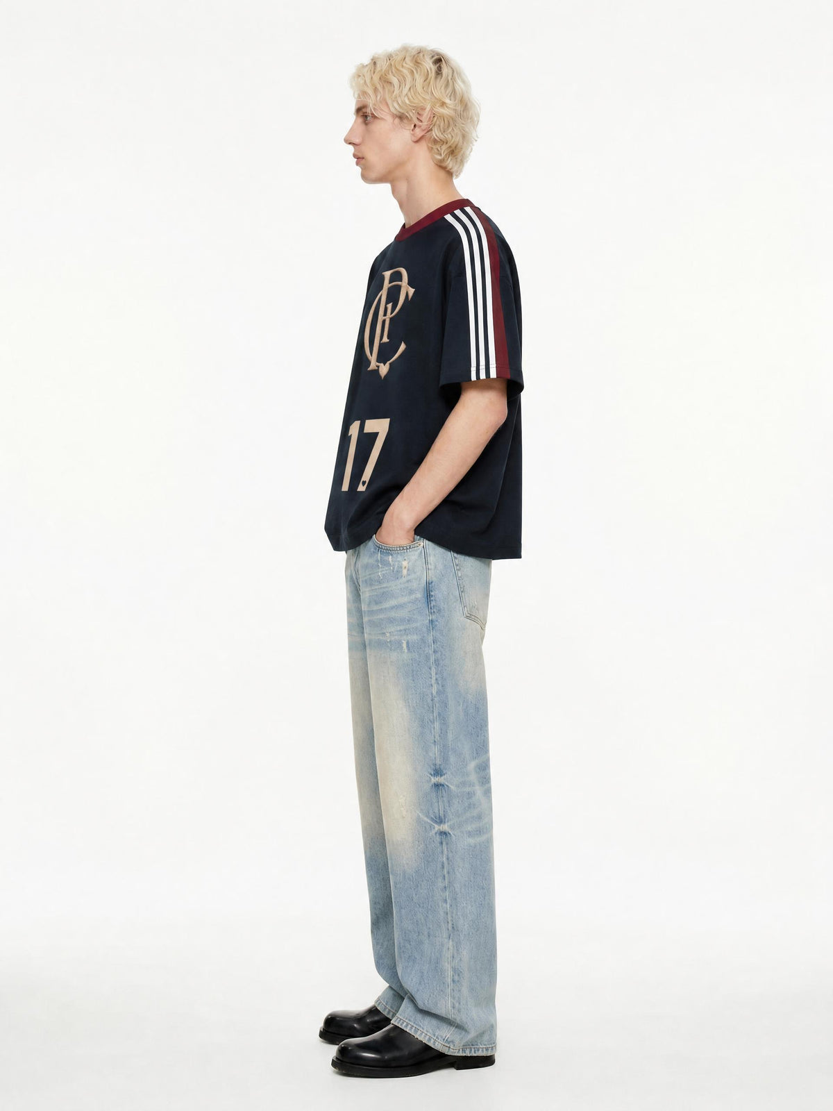 NUMBER 17 | ユニセックス カラーブロック ストライプ Tシャツ | Unisex Colorblock Striped T-Shirt