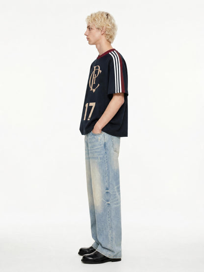 NUMBER 17 | ユニセックス カラーブロック ストライプ Tシャツ | Unisex Colorblock Striped T-Shirt