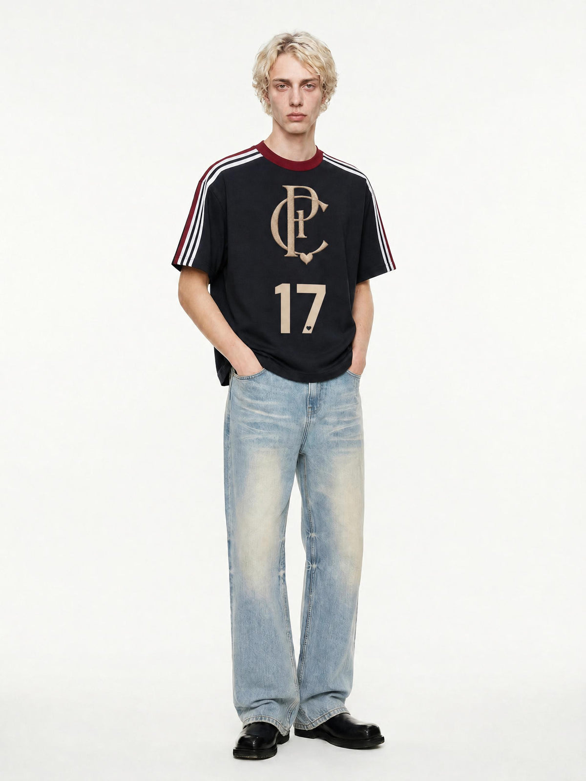 NUMBER 17 | ユニセックス カラーブロック ストライプ Tシャツ | Unisex Colorblock Striped T-Shirt
