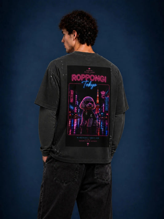 ROPPONGI | ユニセックス ヴィンテージウォッシュ ディストレスド レイヤーティー — Unisex Vintage Wash Distressed Layer T-Shirt