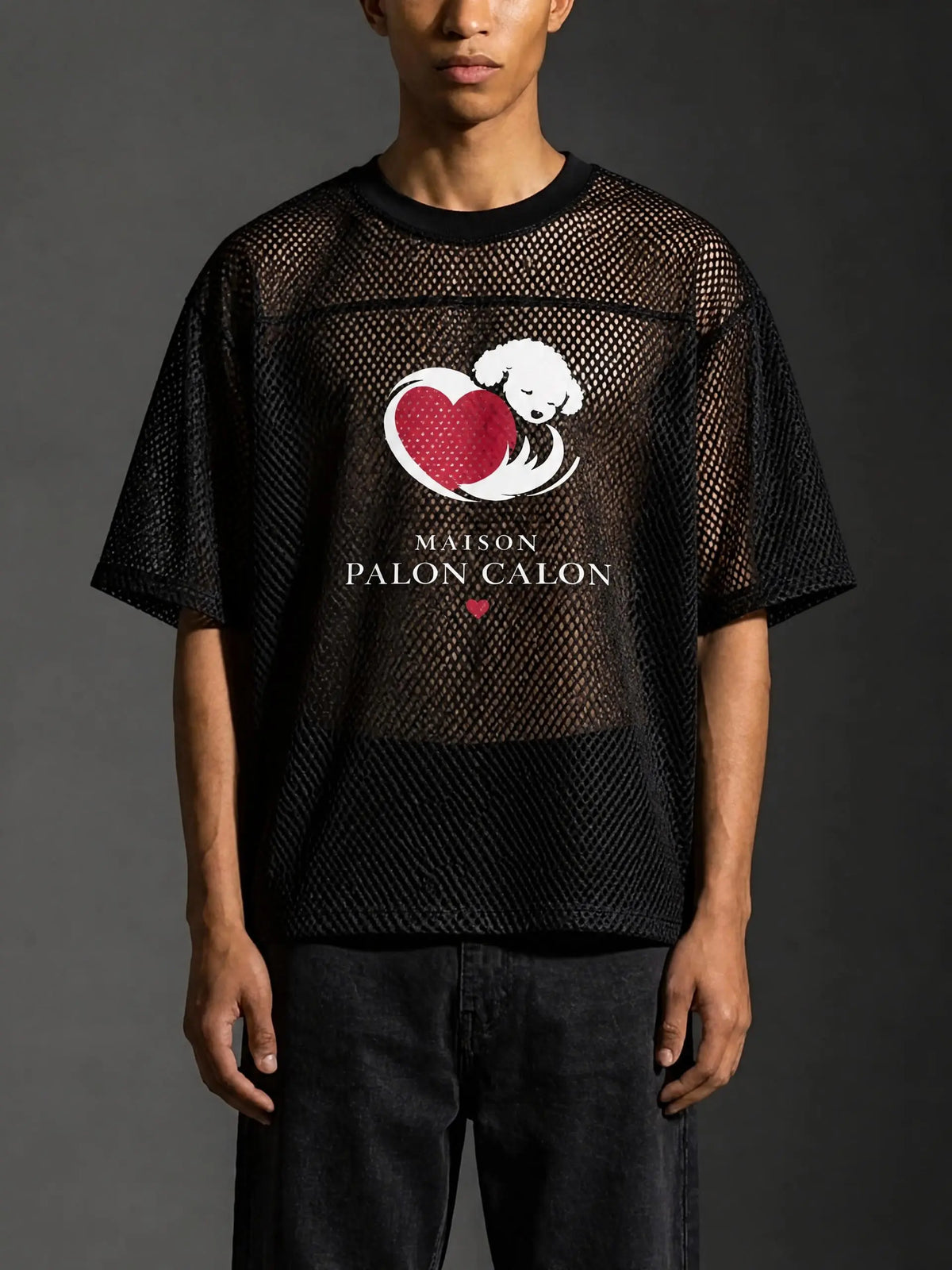 CALON HEART | ユニセックス シースルー ボクシー ネットTシャツ | Unisex See-Through Boxy Net T-Shirt