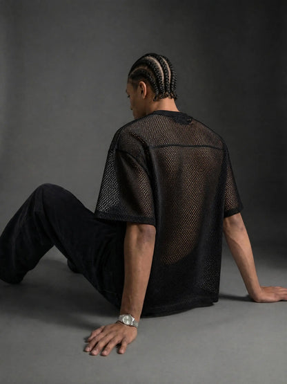 CALON HEART | ユニセックス シースルー ボクシー ネットTシャツ | Unisex See-Through Boxy Net T-Shirt