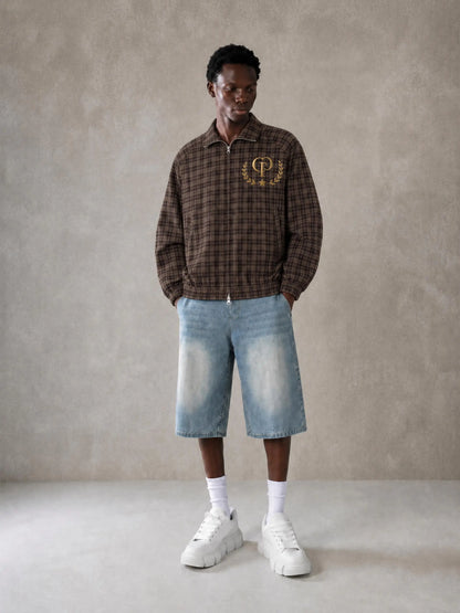 ユニセックス プレイド フルジップ トラックジャケット — Unisex Plaid Full-Zip Track Jacket