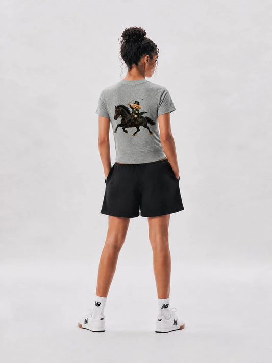 EQUESTRIAN CALON | ウィメンズ パネリング フルジップ クロップT — Women's Paneling Full-Zip Crop T-Shirt