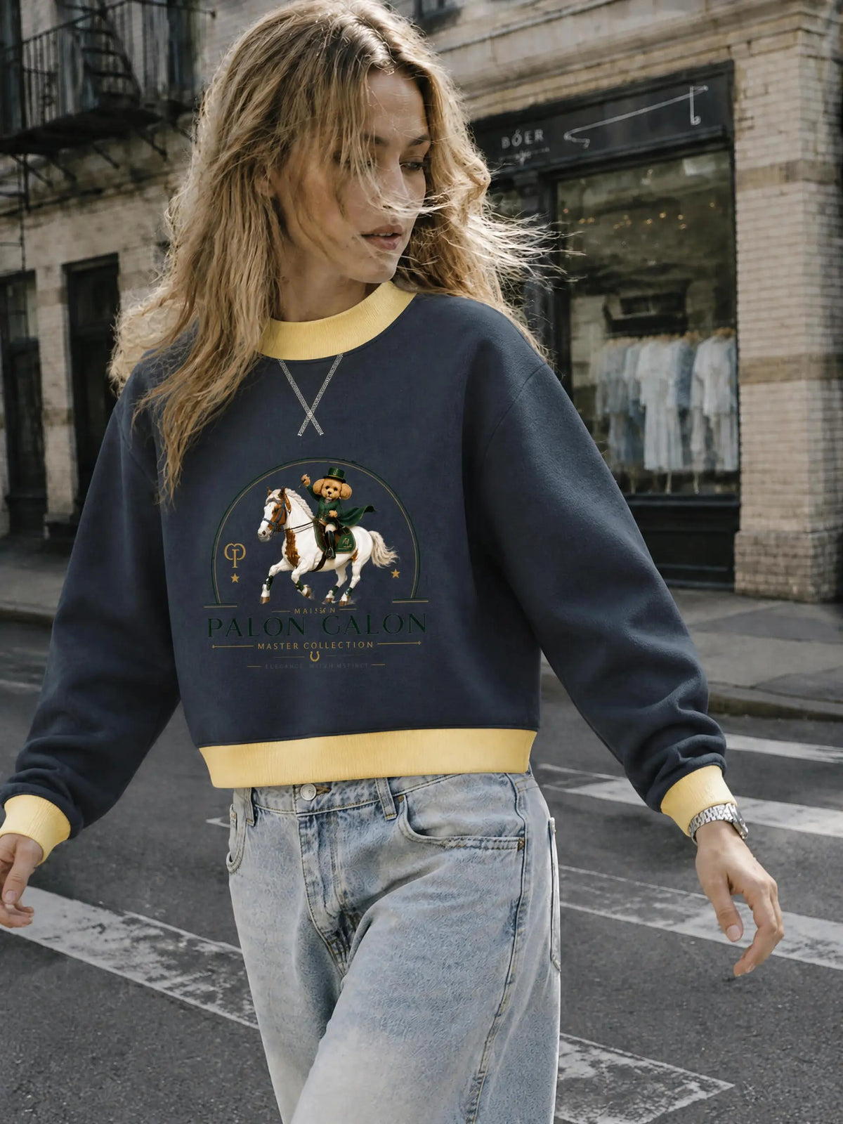 EQUESTRIAN CALON | ウィメンズ モックネック スウェットシャツ — Women's Mock Neck Sweatshirt
