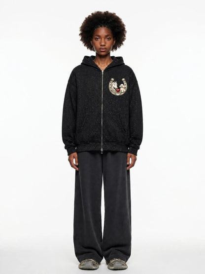 EQUESTRIAN CALON | スパークルズ フルジップ ボクシーフーディー（ユニセックス）/ Unisex Sparkles Full-Zip Boxy Hoodie