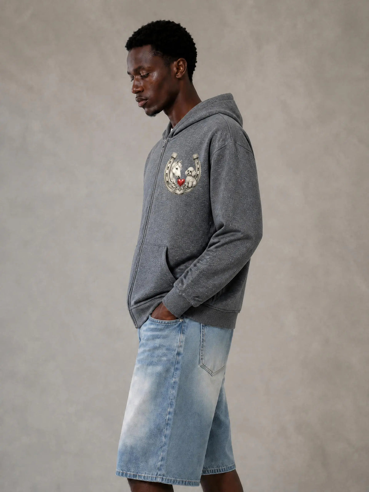 EQUESTRIAN CALON | スパークルズ フルジップ ボクシーフーディー（ユニセックス）/ Unisex Sparkles Full-Zip Boxy Hoodie