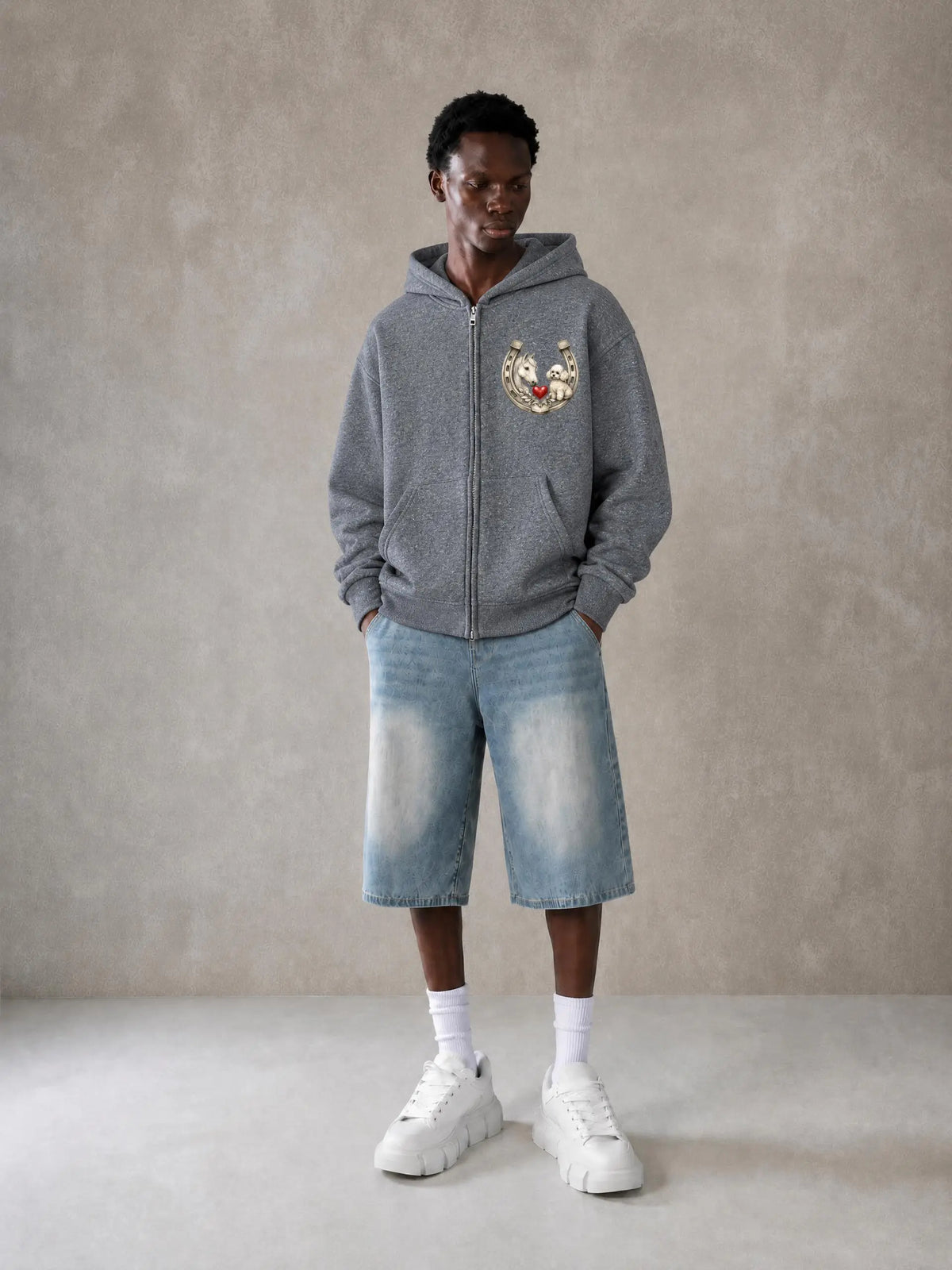 EQUESTRIAN CALON | スパークルズ フルジップ ボクシーフーディー（ユニセックス）/ Unisex Sparkles Full-Zip Boxy Hoodie