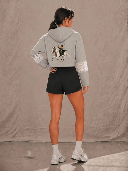 EQUESTRIAN CALON | レースパネルクロップドフーディー（レディース） / Women's Cropped Lace-Panel Hoodie