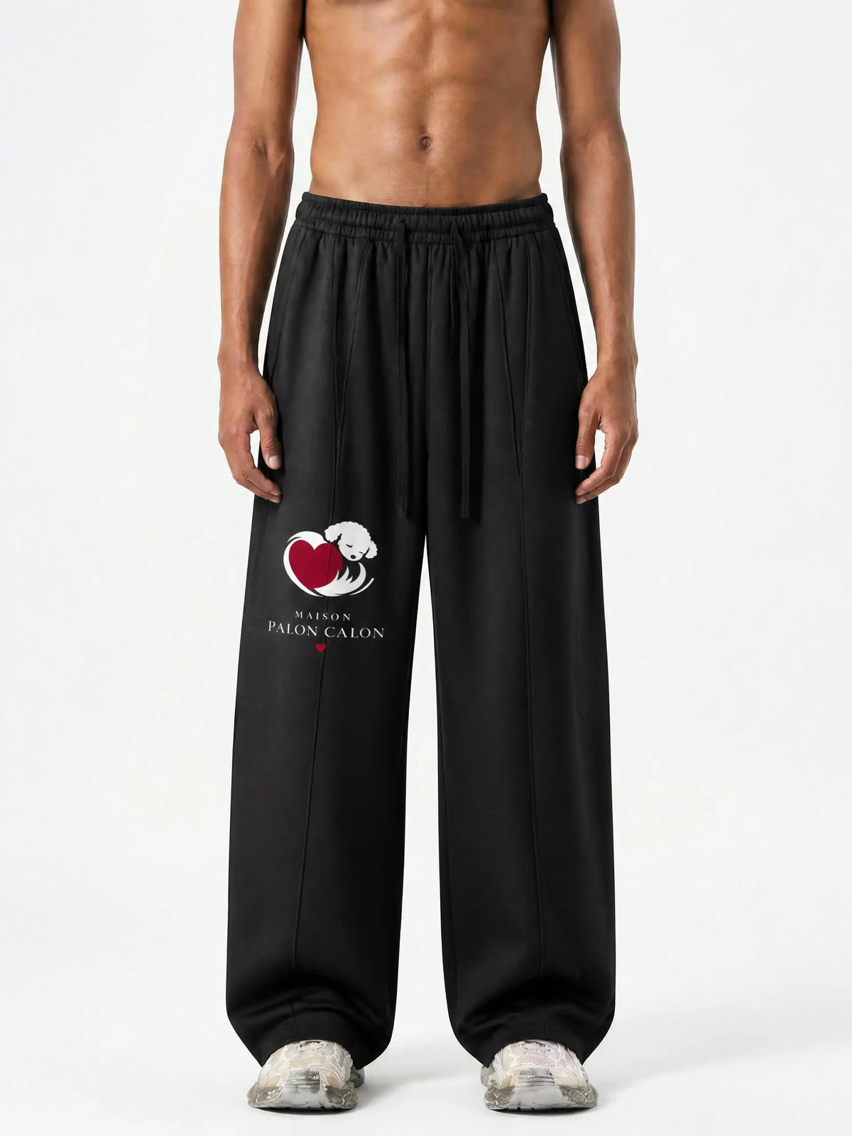 CALON HEART | ヘビーウェイト ワイドレッグ パネルスウェットパンツ — ユニセックス