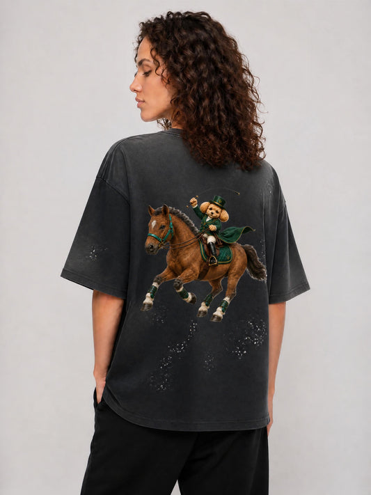EQUESTRIAN CALON | ハンドフレイヤード サンフェード ペイントスプラッター Tシャツ / Hand-Frayed Sunfade Paint Splatter T-Shirt