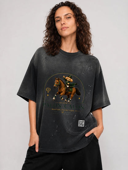 EQUESTRIAN CALON | ハンドフレイヤード サンフェード ペイントスプラッター Tシャツ / Hand-Frayed Sunfade Paint Splatter T-Shirt