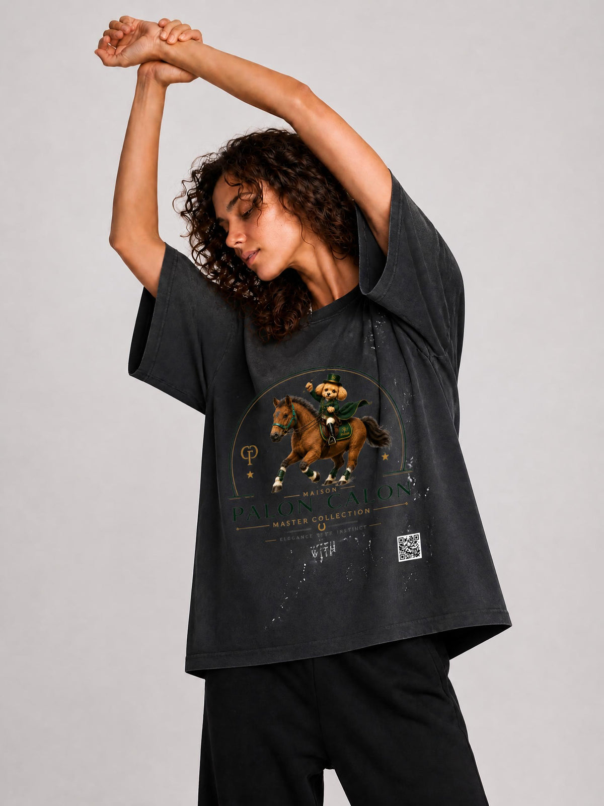 EQUESTRIAN CALON | ハンドフレイヤード サンフェード ペイントスプラッター Tシャツ / Hand-Frayed Sunfade Paint Splatter T-Shirt
