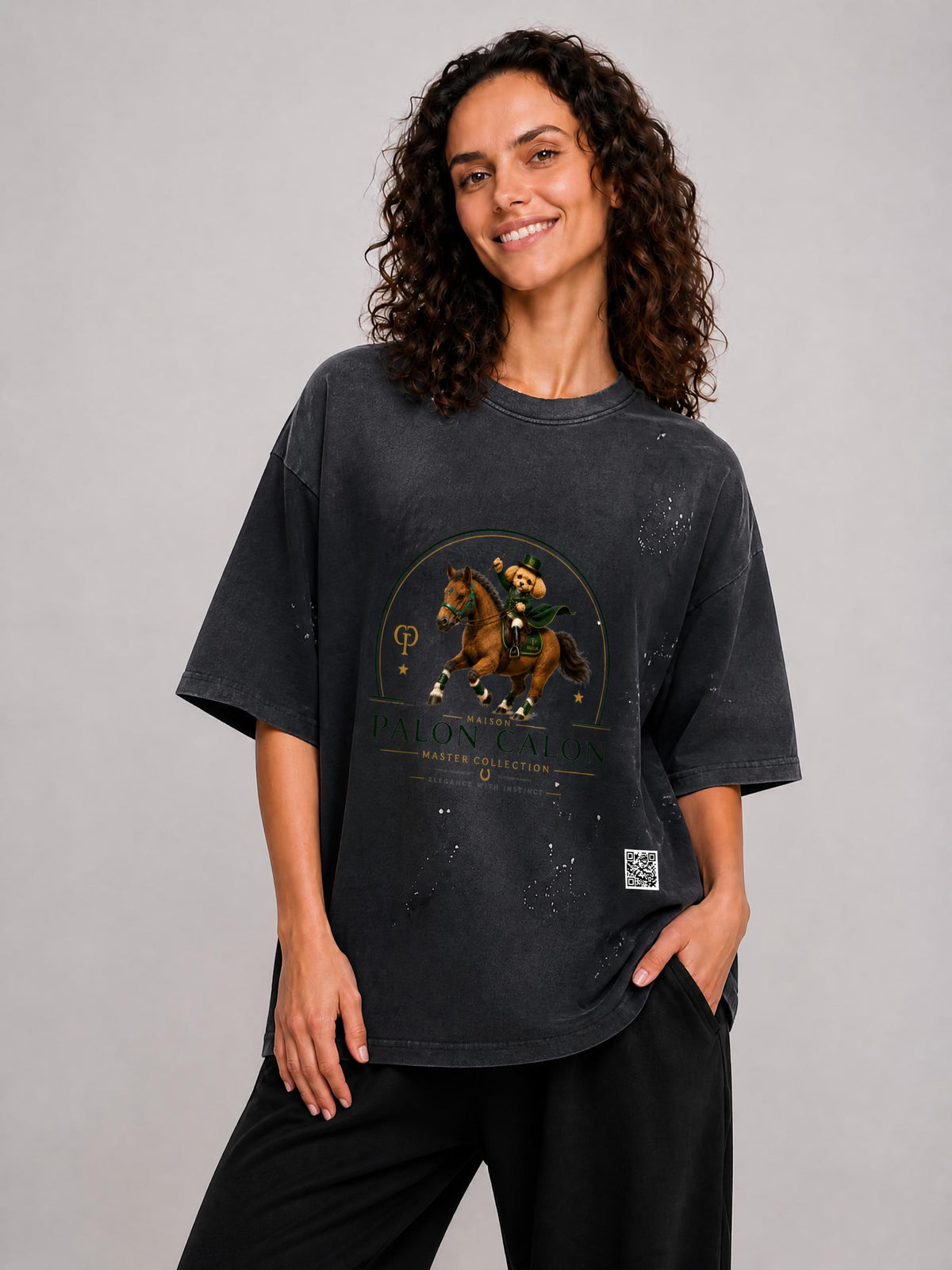 EQUESTRIAN CALON | ハンドフレイヤード サンフェード ペイントスプラッター Tシャツ / Hand-Frayed Sunfade Paint Splatter T-Shirt