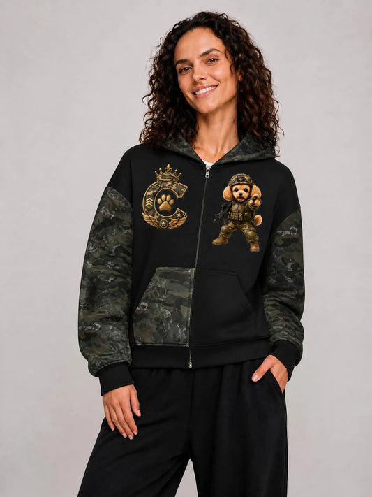 CAMO CALON | カラーブロック カモ フルジップ ボクシー フーディー / Unisex Colorblock Camo Full-Zip Boxy Hoodie