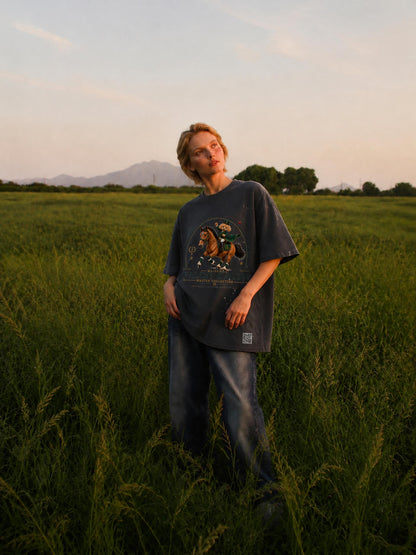 EQUESTRIAN CALON | ハンドフレイヤード サンフェード ペイントスプラッター Tシャツ / Hand-Frayed Sunfade Paint Splatter T-Shirt