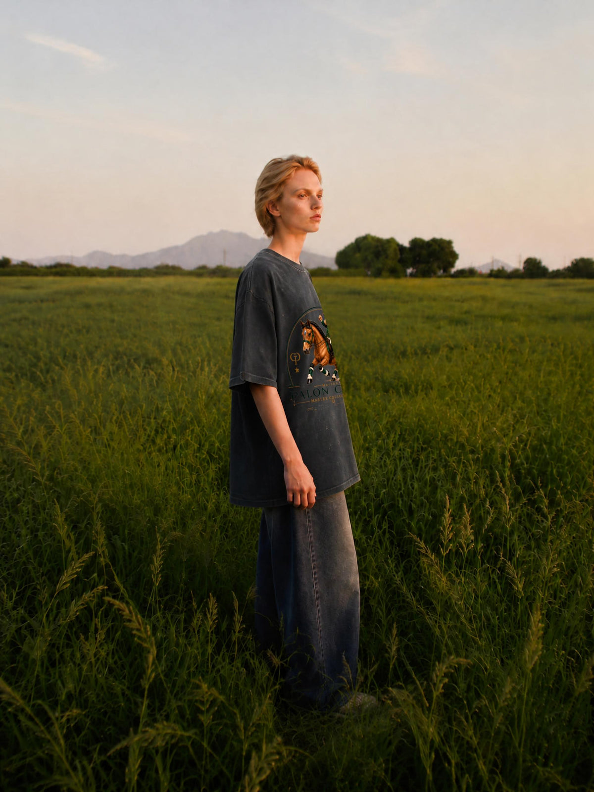 EQUESTRIAN CALON | ハンドフレイヤード サンフェード ペイントスプラッター Tシャツ / Hand-Frayed Sunfade Paint Splatter T-Shirt