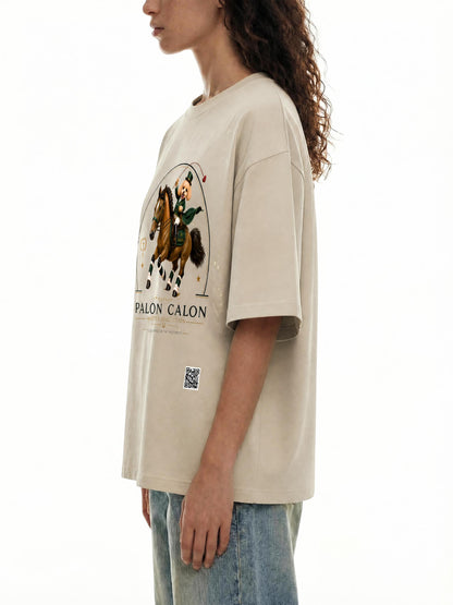 EQUESTRIAN CALON | ハンドフレイヤード サンフェード ペイントスプラッター Tシャツ / Hand-Frayed Sunfade Paint Splatter T-Shirt