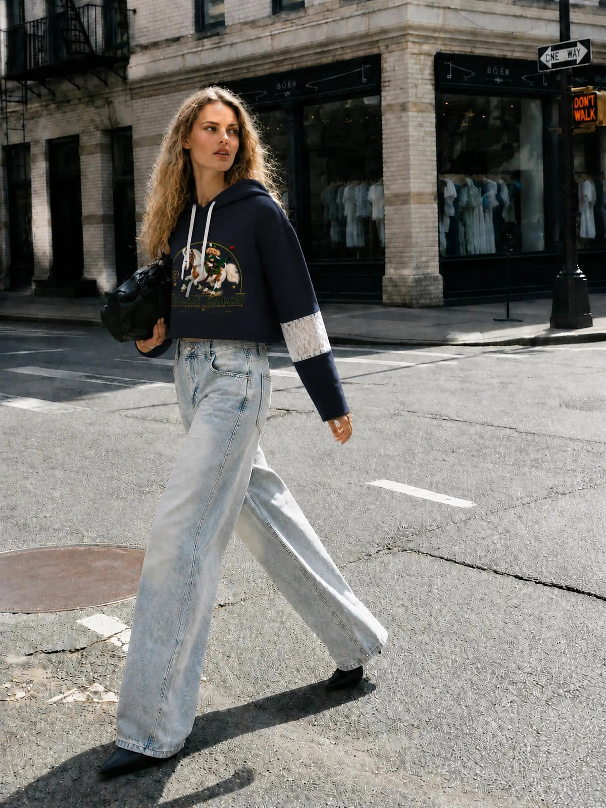 EQUESTRIAN CALON | レースパネルクロップドフーディー（レディース） / Women's Cropped Lace-Panel Hoodie