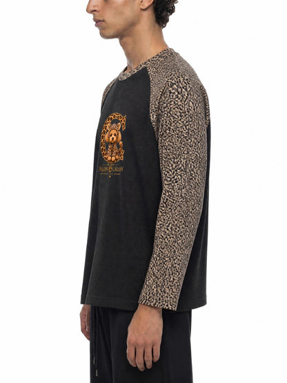 LEOPARD | レオパード柄 パネル ラグランスリーブ Tシャツ（ユニセックス）/ Unisex Leopard Panel Raglan Sleeve T-Shirt