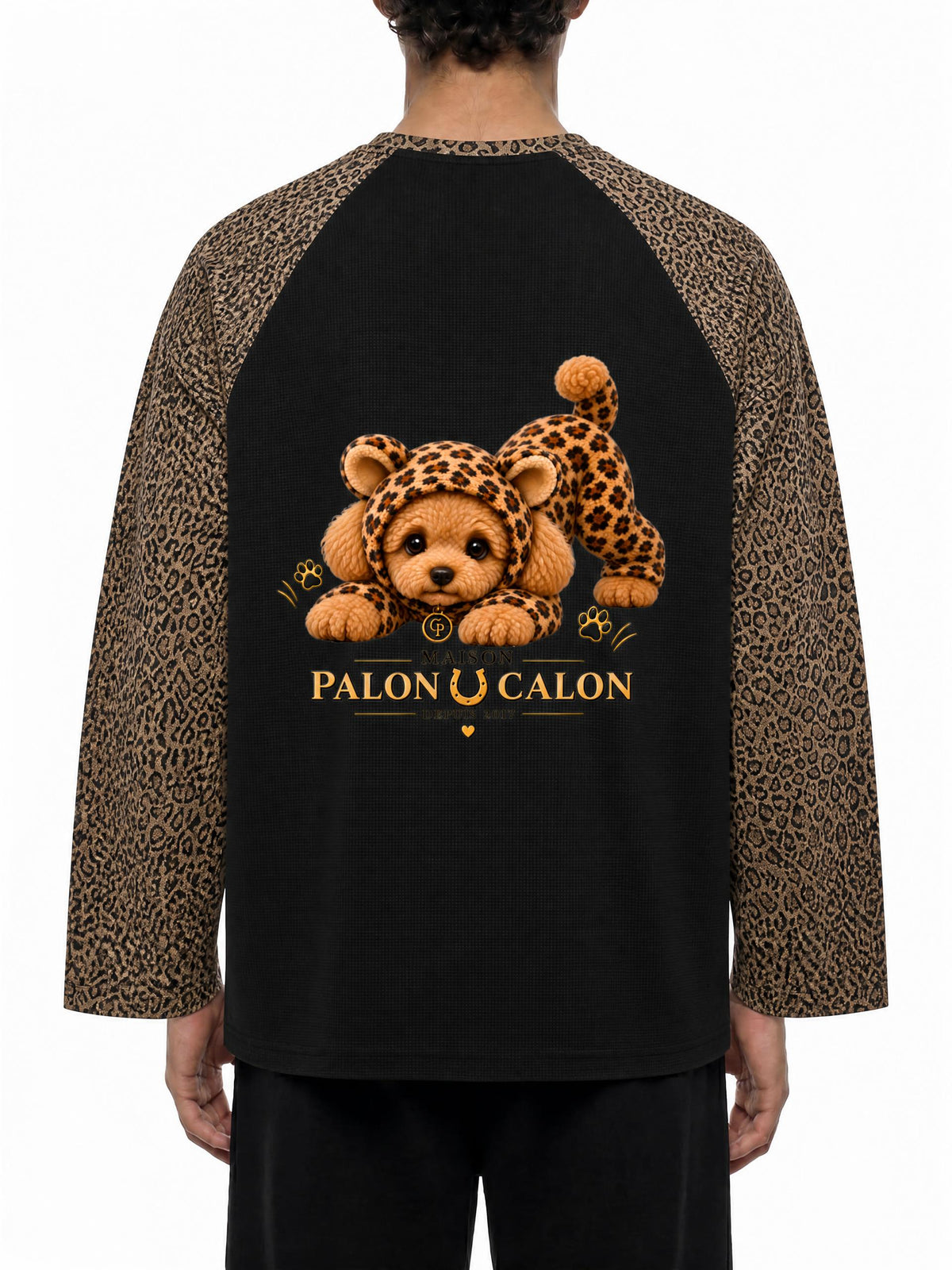 LEOPARD | レオパード柄 パネル ラグランスリーブ Tシャツ（ユニセックス）/ Unisex Leopard Panel Raglan Sleeve T-Shirt
