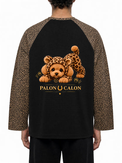 LEOPARD | レオパード柄 パネル ラグランスリーブ Tシャツ（ユニセックス）/ Unisex Leopard Panel Raglan Sleeve T-Shirt