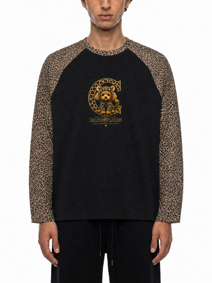 LEOPARD | レオパード柄 パネル ラグランスリーブ Tシャツ（ユニセックス）/ Unisex Leopard Panel Raglan Sleeve T-Shirt