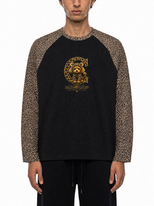 LEOPARD | レオパード柄 パネル ラグランスリーブ Tシャツ（ユニセックス）/ Unisex Leopard Panel Raglan Sleeve T-Shirt
