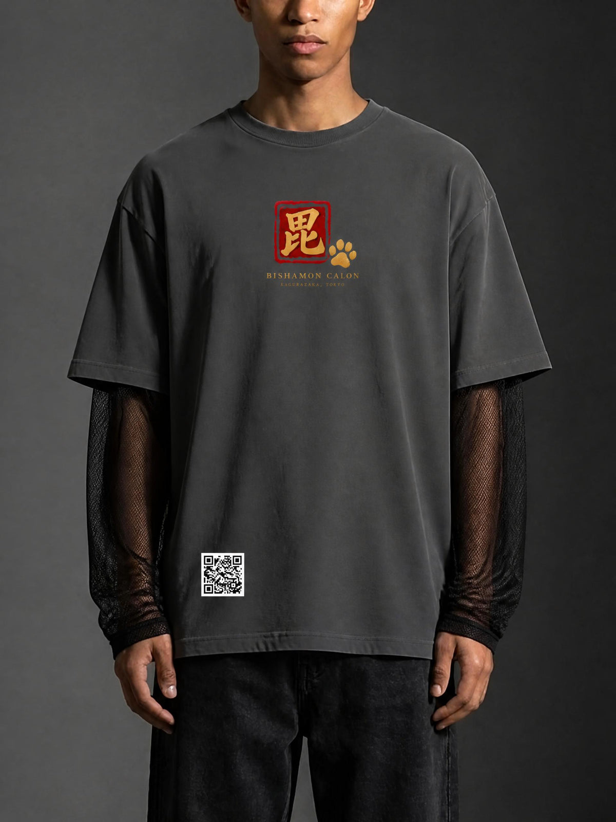 KAGURAZAKA | ユニセックス サンフェード レイヤー Tシャツ毘沙門 / Unisex Sunfade Layer T-Shirt