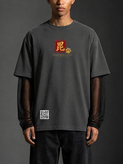 KAGURAZAKA | ユニセックス サンフェード レイヤー Tシャツ毘沙門 / Unisex Sunfade Layer T-Shirt