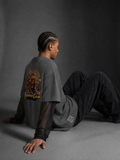 KAGURAZAKA | ユニセックス サンフェード レイヤー Tシャツ毘沙門 / Unisex Sunfade Layer T-Shirt