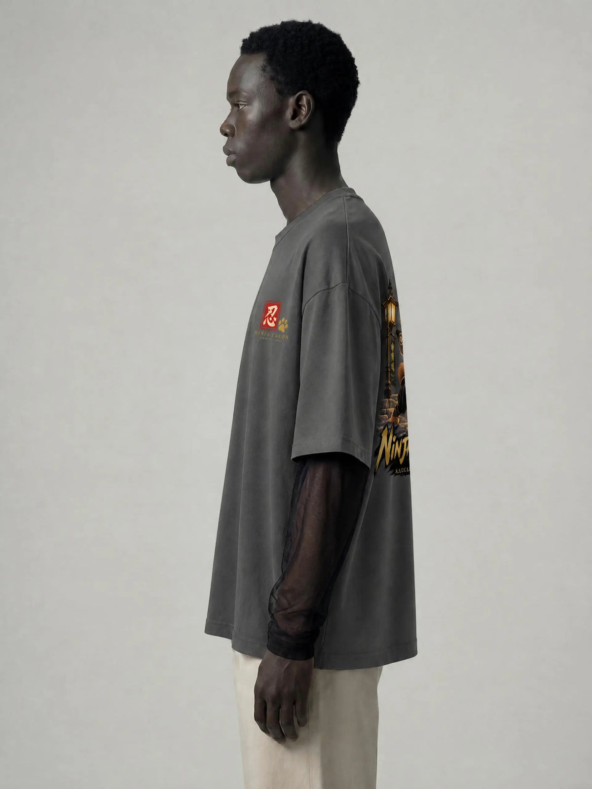 KAGURAZAKA | ユニセックス サンフェード レイヤー Tシャツ忍者 / Unisex Sunfade Layer T-Shirt