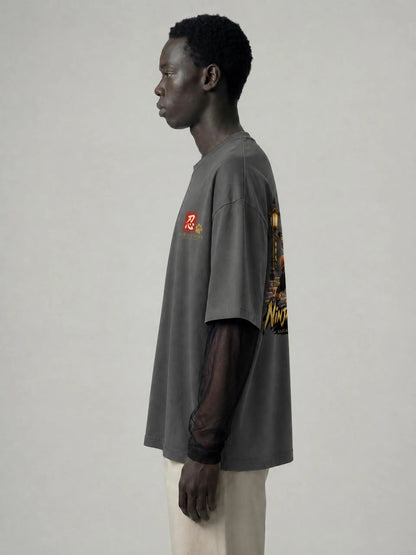 KAGURAZAKA | ユニセックス サンフェード レイヤー Tシャツ忍者 / Unisex Sunfade Layer T-Shirt