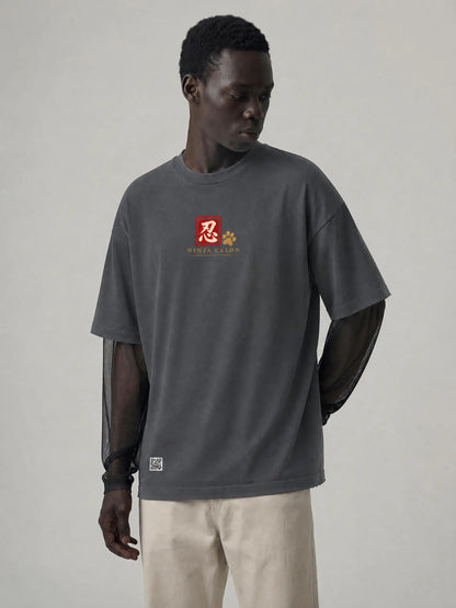 KAGURAZAKA | ユニセックス サンフェード レイヤー Tシャツ忍者 / Unisex Sunfade Layer T-Shirt