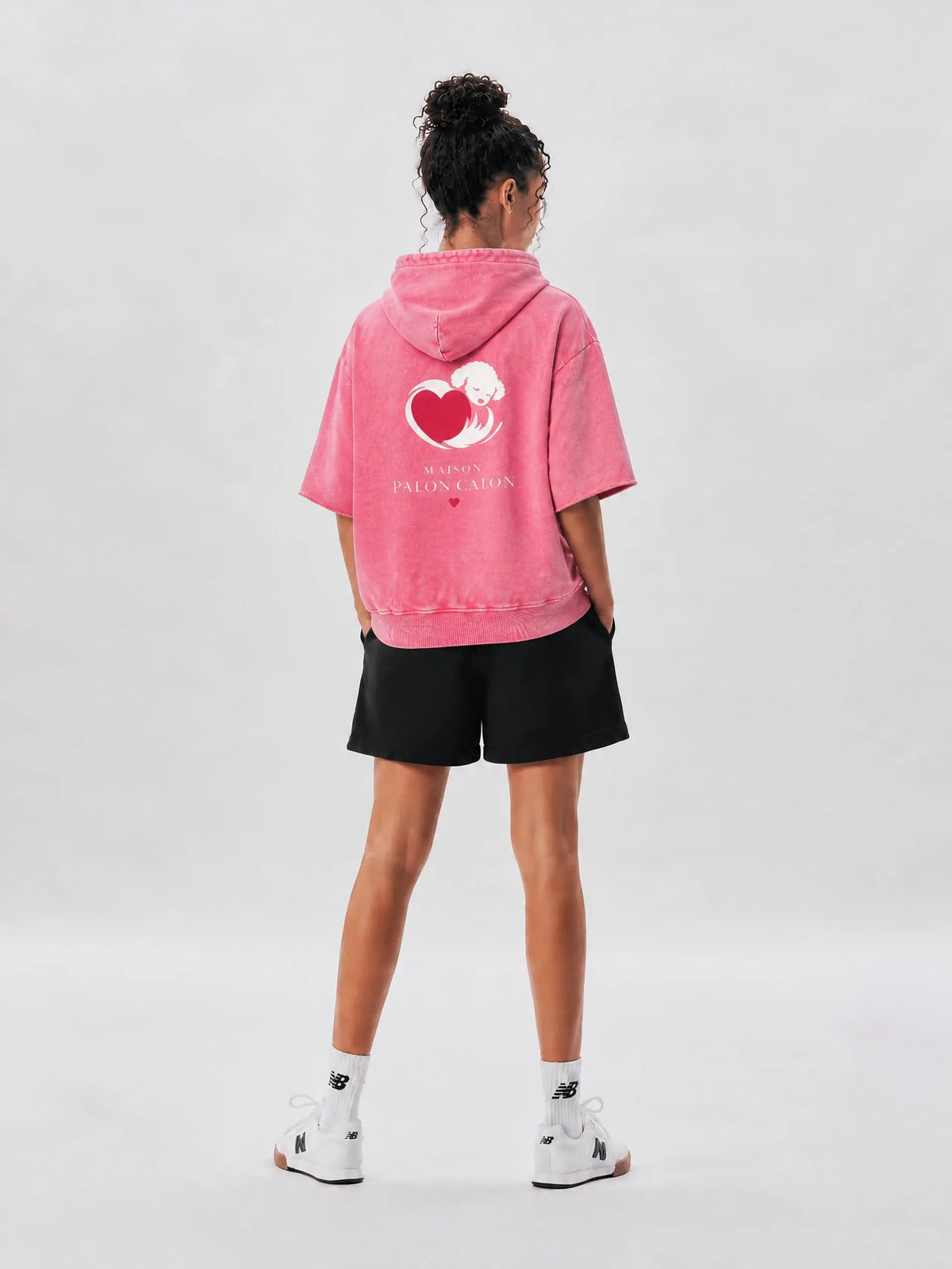 CALON HEART | ユニセックス ミネラルウォッシュ ショートスリーブ フーディ