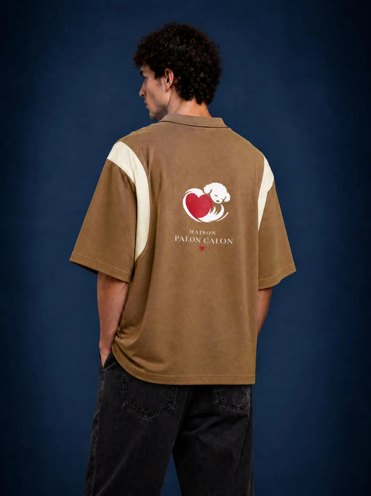 CALON HEART | ユニセックス コントラストパネル コットンポロシャツ