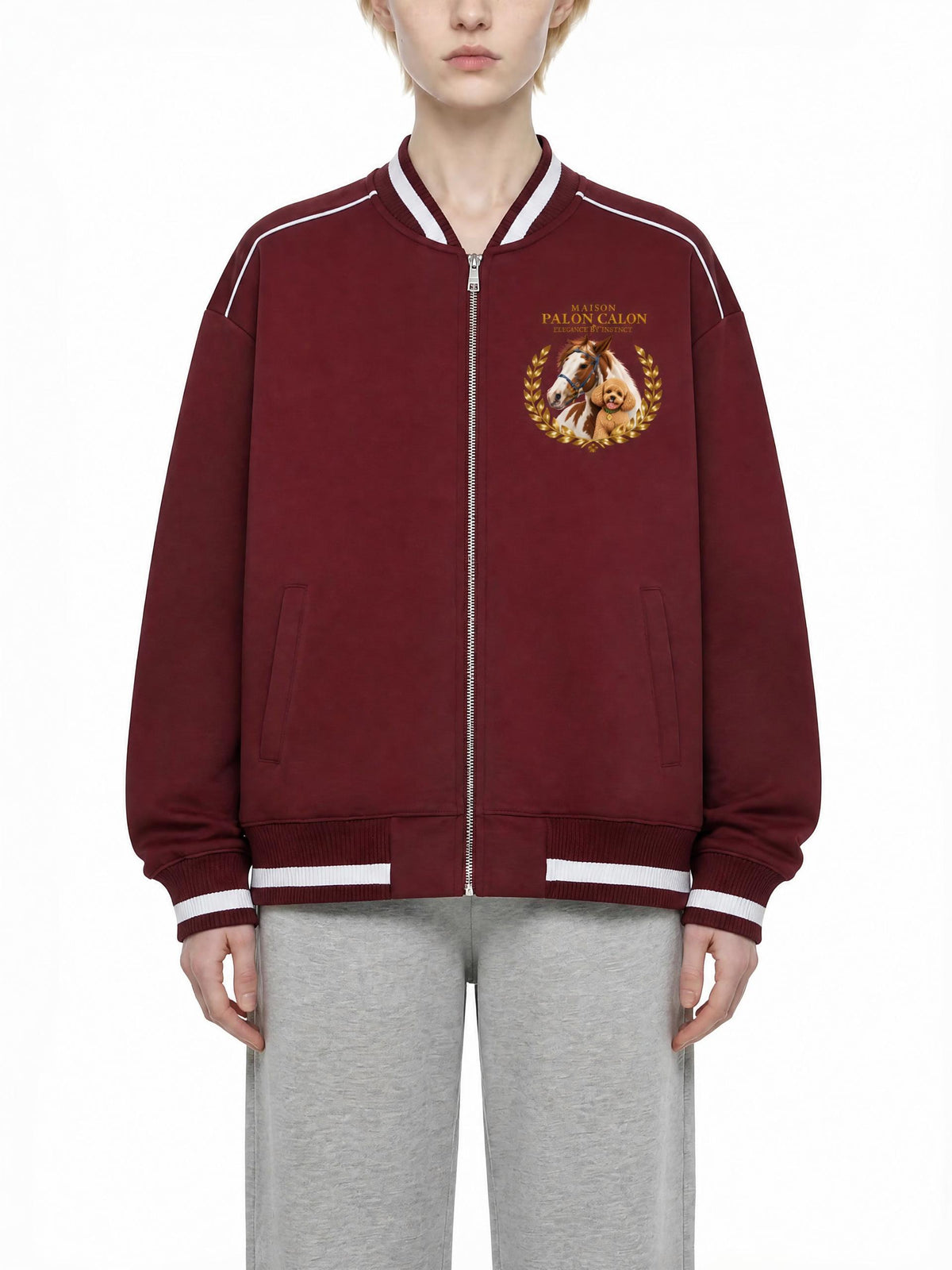 EQUESTRIAN CALON | コントラストパイピング ジップボンバージャケット / Contrast Piping Zip Bomber Jacket