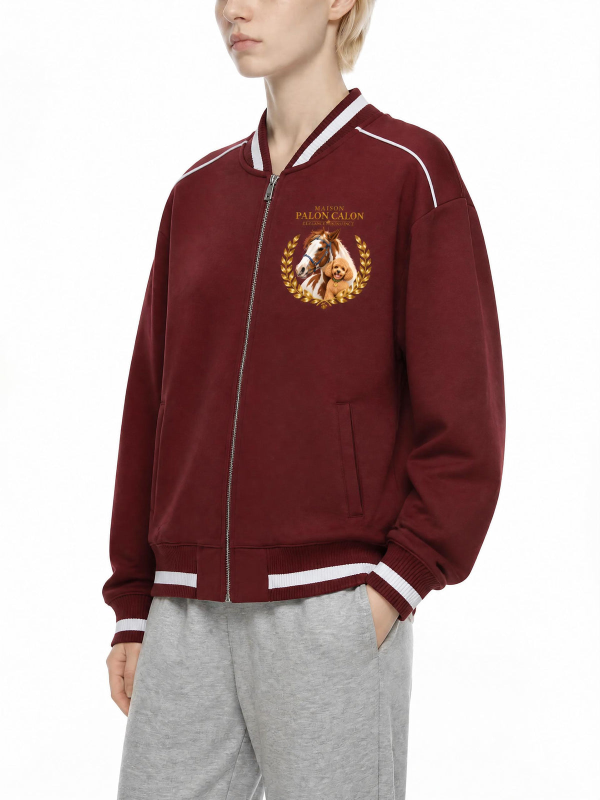 EQUESTRIAN CALON | コントラストパイピング ジップボンバージャケット / Contrast Piping Zip Bomber Jacket