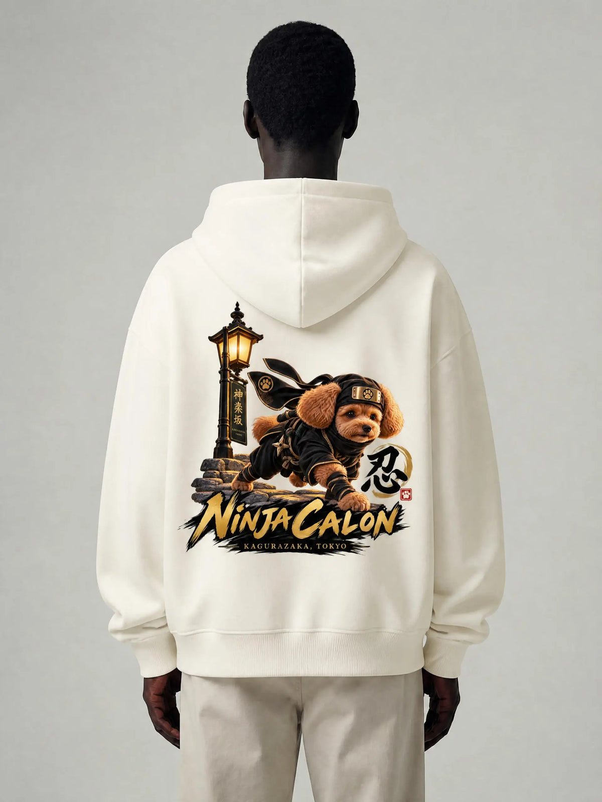 KAGURAZAKA | オーバーサイズ フリース ボクシー フーディー忍者 | Oversized Fleece Boxy Hoodie