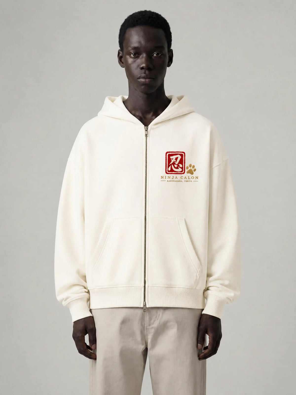 KAGURAZAKA | オーバーサイズ フリース ボクシー フーディー忍者 | Oversized Fleece Boxy Hoodie