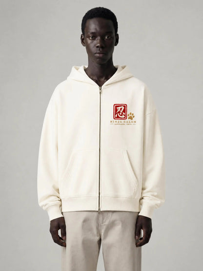 KAGURAZAKA | オーバーサイズ フリース ボクシー フーディー忍者 | Oversized Fleece Boxy Hoodie