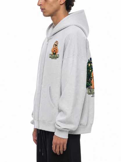IKEBUKURO | フリース裏地 ボックスシルエット フルジップパーカー / Fleeced Full-Zip Boxy Hoodie
