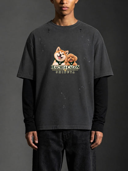 Unisex Vintage Wash Distressed Layer T-Shirt